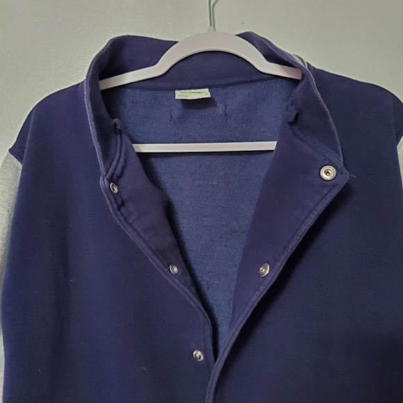 Navy Blue Varsity Jacket for Men with Grey Sleeves - Picture 7 of 9